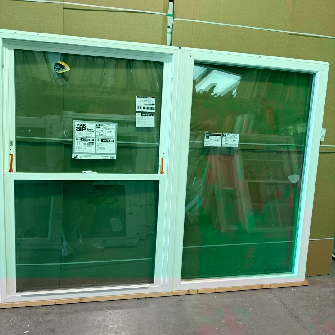 Twin Single Hung w/ Picture Vinyl YKK Window Style View, Nail Fin, White, New, No grids, Clear glass