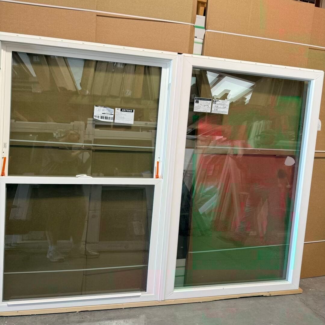 Twin Single Hung w/ Picture Vinyl YKK Window Style View, Nail Fin, White, New, No grids, Clear glass